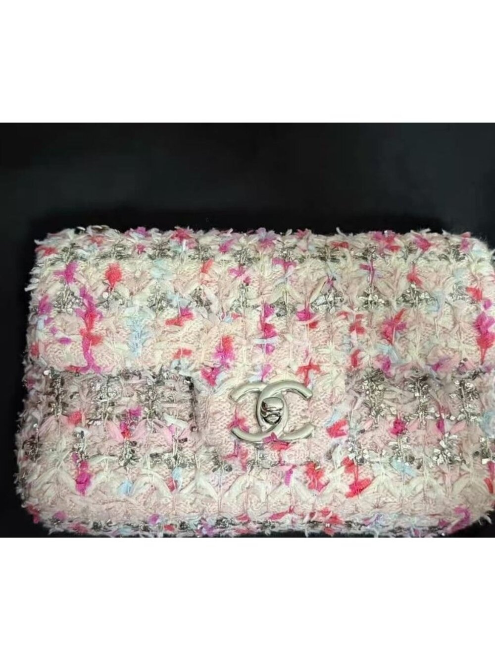 Chanel Pink Tweed Quilted Chain Bag